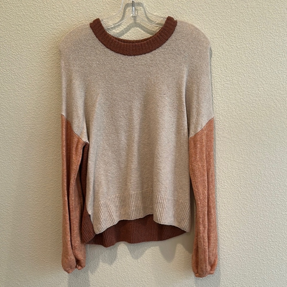 Madewell Colorblock Sweater with Brown and Cream Tones